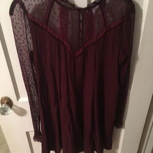 Maroon Lace top and sleeve dress